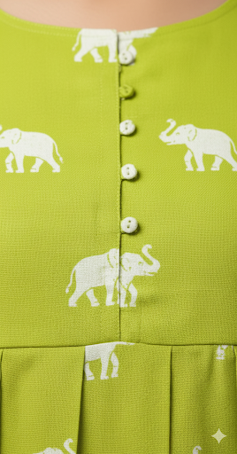 Lime Green Elephant Print Midi Dress.