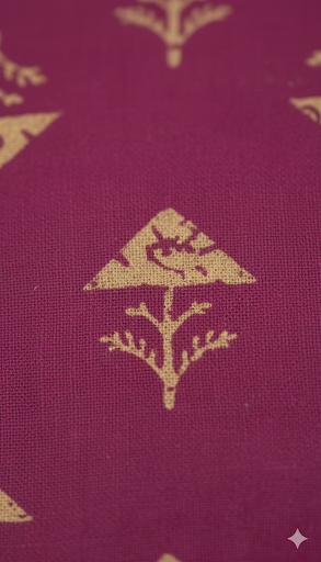 Magenta Block Print Gathered Maxi Dress.