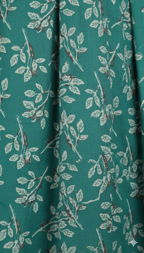 Teal Floral Print Flared Midi Dress.