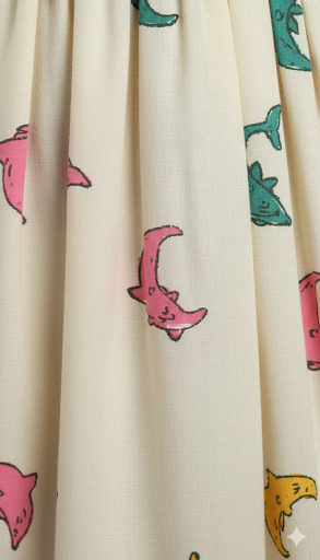 Off-White Colorful Dolphin Print Midi Dress.
