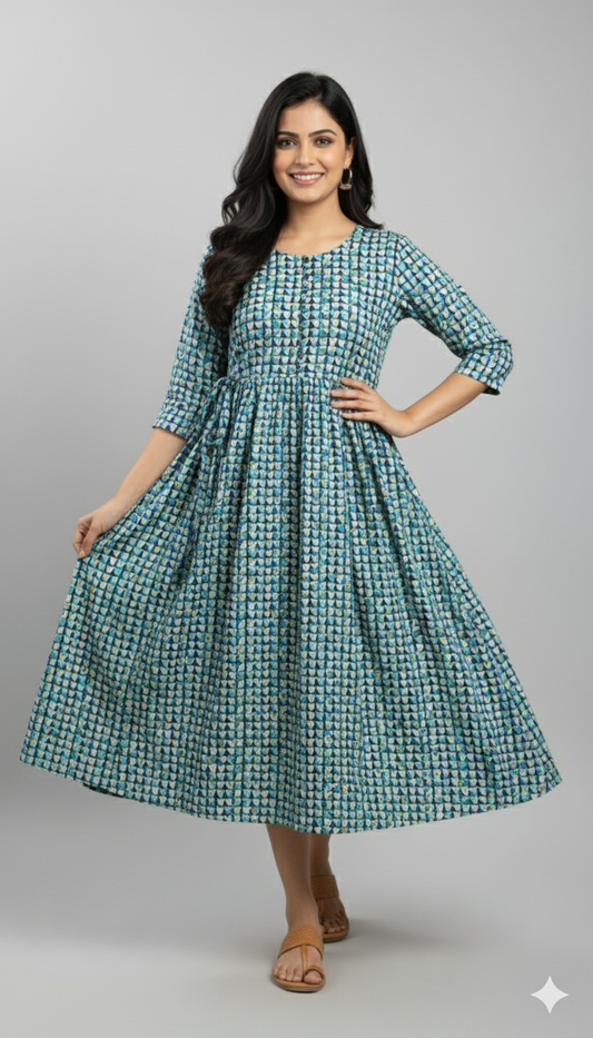 Geometric Triang Print Kurta