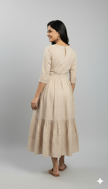 Herrigbone Text Printed Kurta