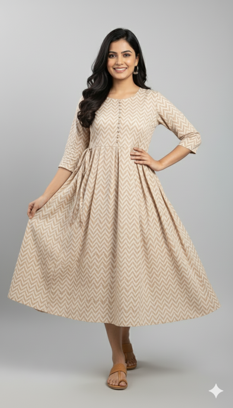 Herrigbone Text Printed Kurta