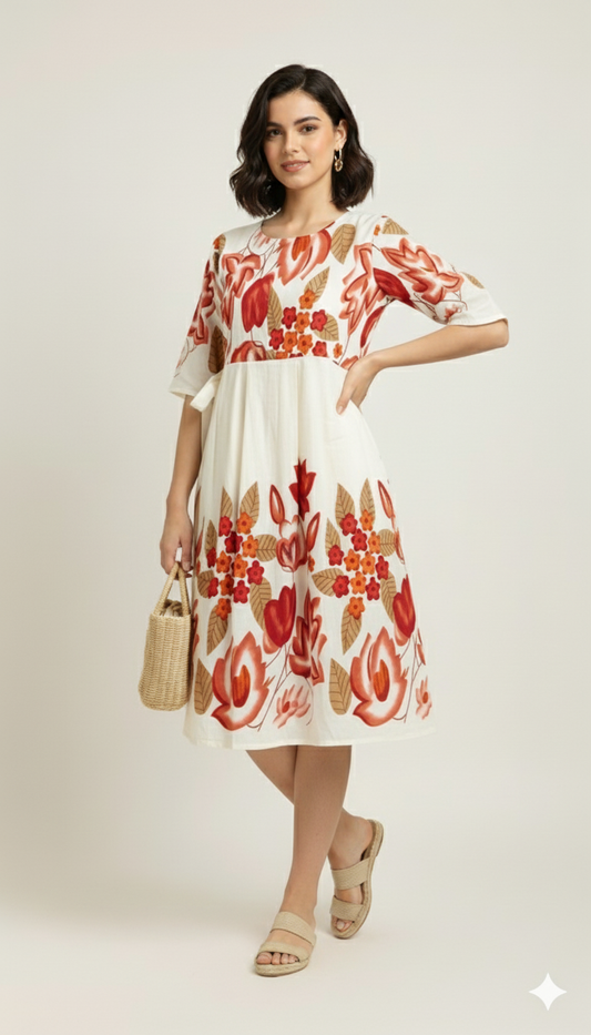 Retro Inspired Floral A line dress