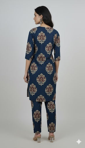 Paisley Motifs Blue Kurta Set