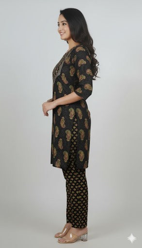 Boho Paisley Patterned Kurta Set