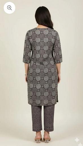 Geometric Mandala Print Kurta Set
