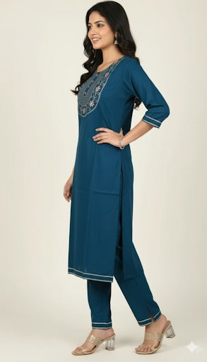 Jaipuri Block-Print Straight Kurta Set